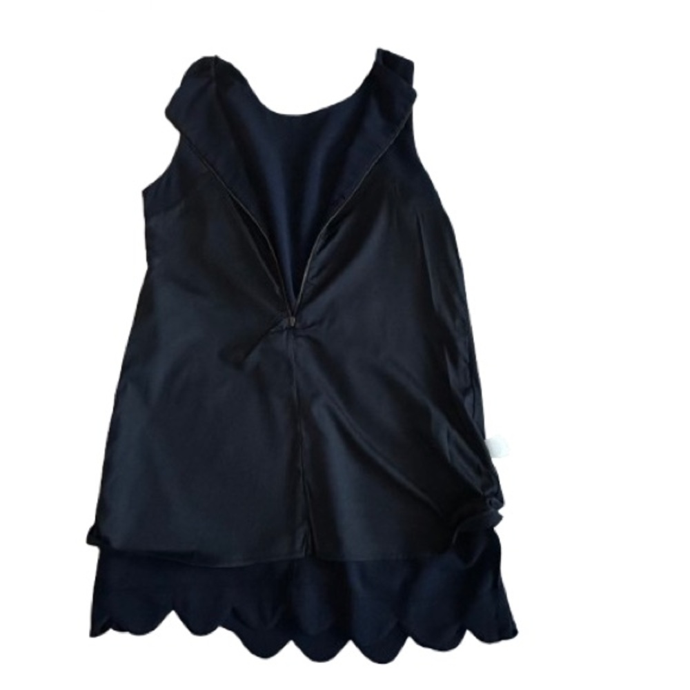 Monteau Women's L Navy Lined Sleeveless Above Knee Scalloped Hem Relaxed Dress - Picture 4 of 14
